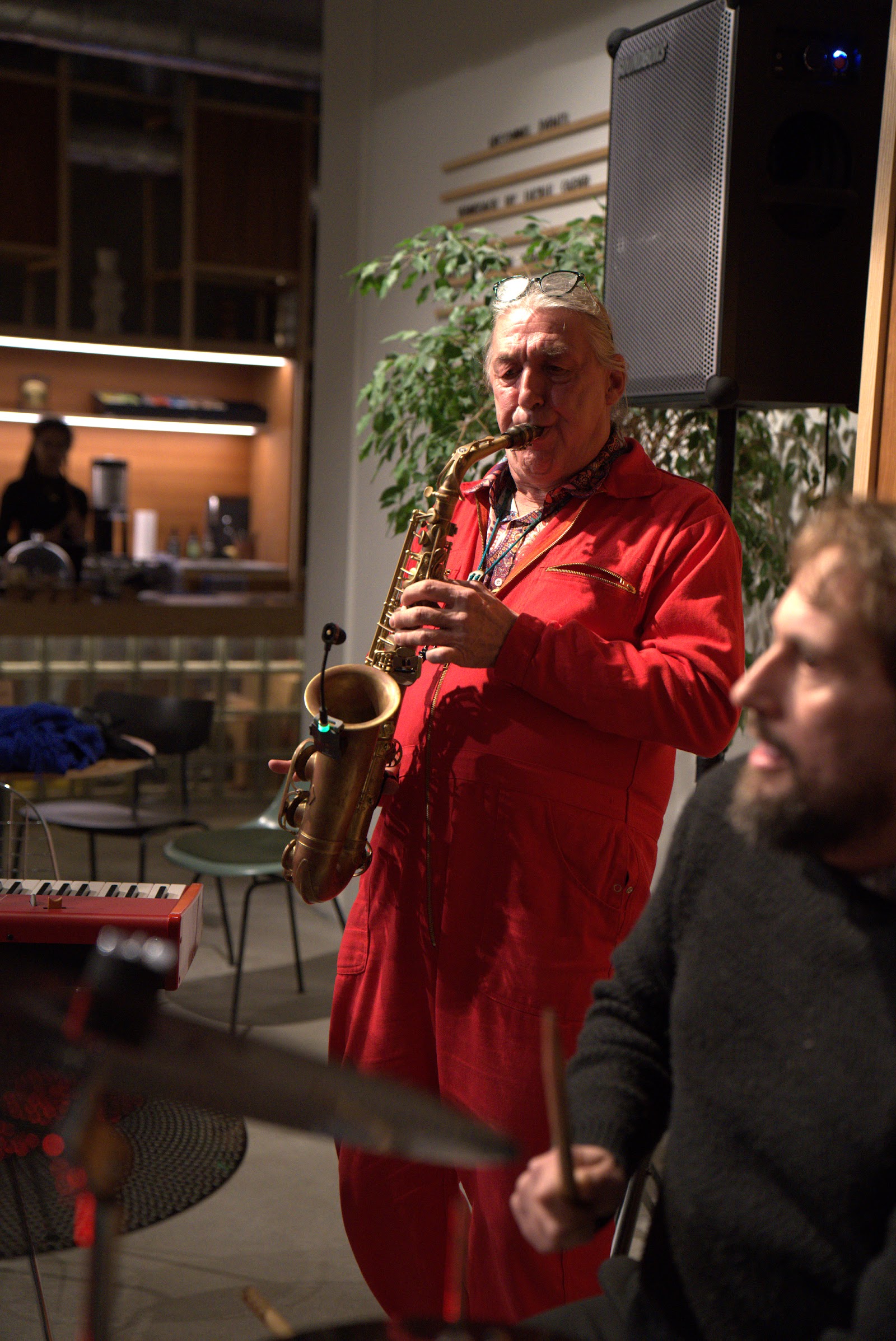 Saxophonist playing at a jam session